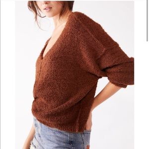 Free people icing vneck pullover mocha java